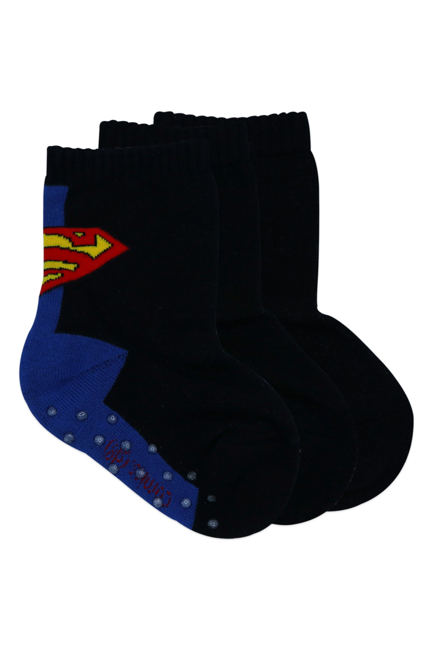 Justice League By Balenzia Crew/Calf Length Socks for Kids with Anti-Skid Silicone Technology (Pack Of 3 Pairs/1U)(1-2 Years)(2-4 Years)Superman, Batman, Green Lantern - Balenzia