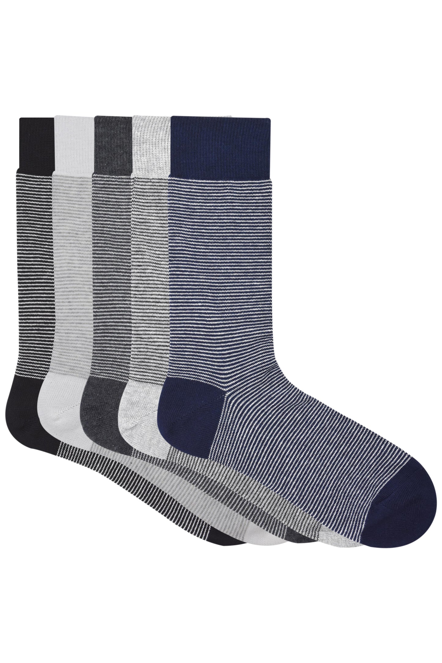 Balenzia Men's Striped Crew Socks-(Pack of 5 Pairs/1U) - Balenzia