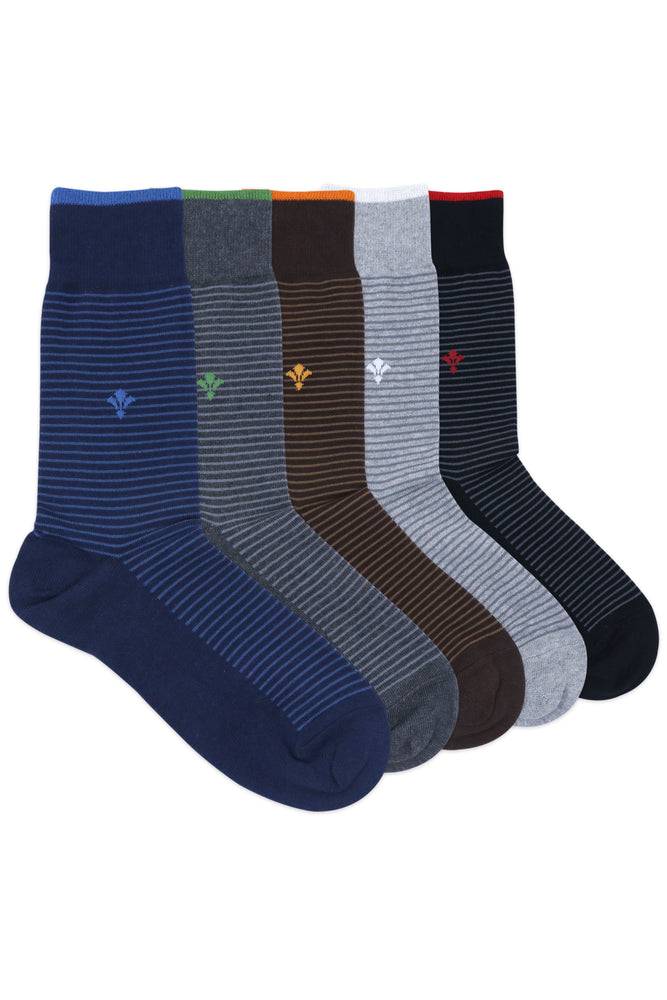 Balenzia Men's Formal/Casual Striped Calf length/Crew length socks (Pack of 5 Pairs/1U)Multicolored - Balenzia