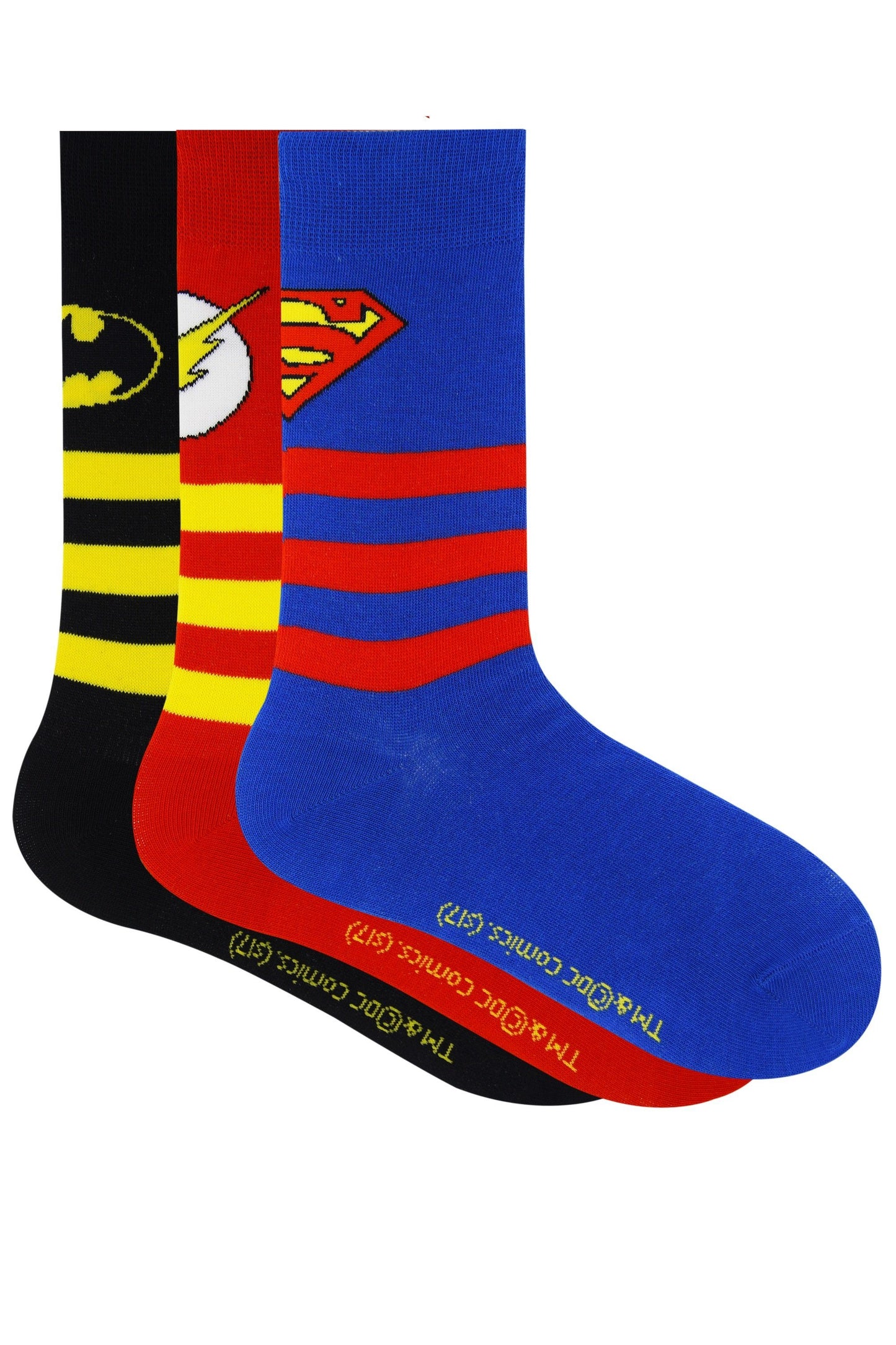 Justice League By Balenzia Crew Socks for Kids (Pack of 3 Pairs/1U)(4-6 YEARS) - Balenzia