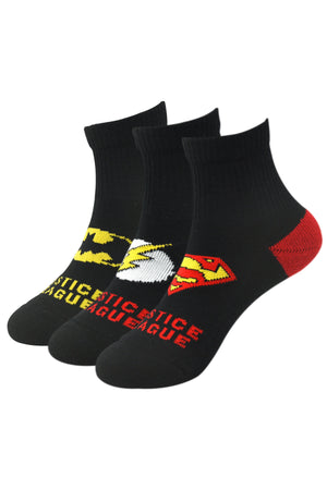 Justice League By Balenzia High Ankle Socks For Kids (Pack Of 3 Pairs/1U)(4-6 YEARS) - Balenzia