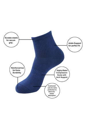 Balenzia Men's Full Cushioned Terry/Towel Ankle Sports Socks, Gym Sock