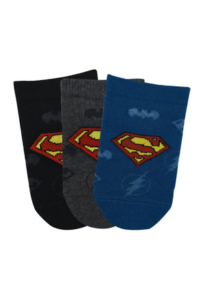 Justice League By Balenzia Low Cut Socks for Kids (Pack of 3 Pairs/1U)(4-6 YEARS) - Balenzia