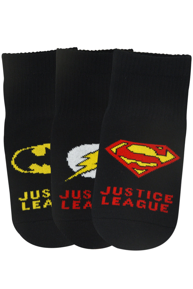 Justice League By Balenzia High Ankle Socks For Kids (Pack Of 3 Pairs/1U)(4-6 YEARS) - Balenzia