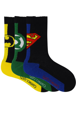 Justice League By Balenzia Crew Socks for Kids (Pack of 3 Pairs/1U)(4-6 YEARS) - Balenzia