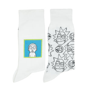 
            
                Load image into Gallery viewer, Balenzia X Rick and Morty Cotton Crew socks for Men (Pack of 2) (Free Size) (White) - Balenzia
            
        